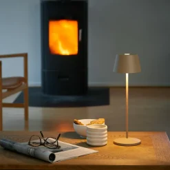 LOOM DESIGN LED oplaadbare terraslamp Modi grijs-beige 36cm CCT