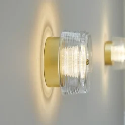 LOOM DESIGN LED wandlamp Glow goudkleurig/helder Ø 16 cm acryl