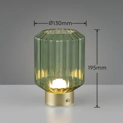Lord LED tafellamp, messing/groen, hoogte 19,5 cm, glas