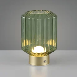 Lord LED tafellamp, messing/groen, hoogte 19,5 cm, glas