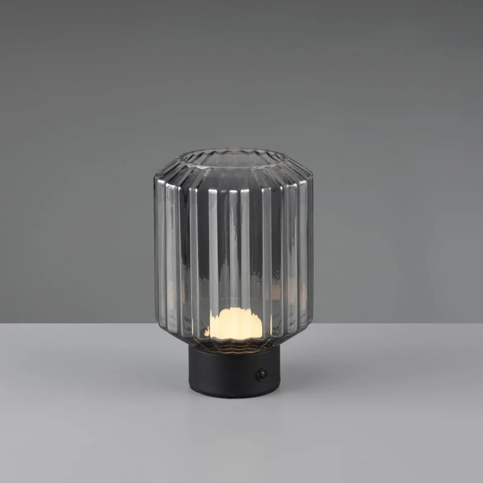 Lord LED tafellamp, zwart/rook, hoogte 19,5 cm, glas