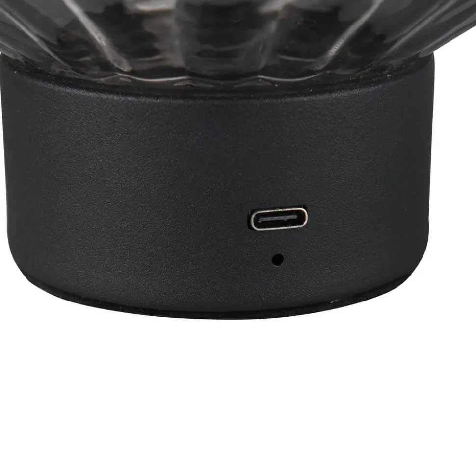 Lord LED tafellamp, zwart/rook, hoogte 19,5 cm, glas