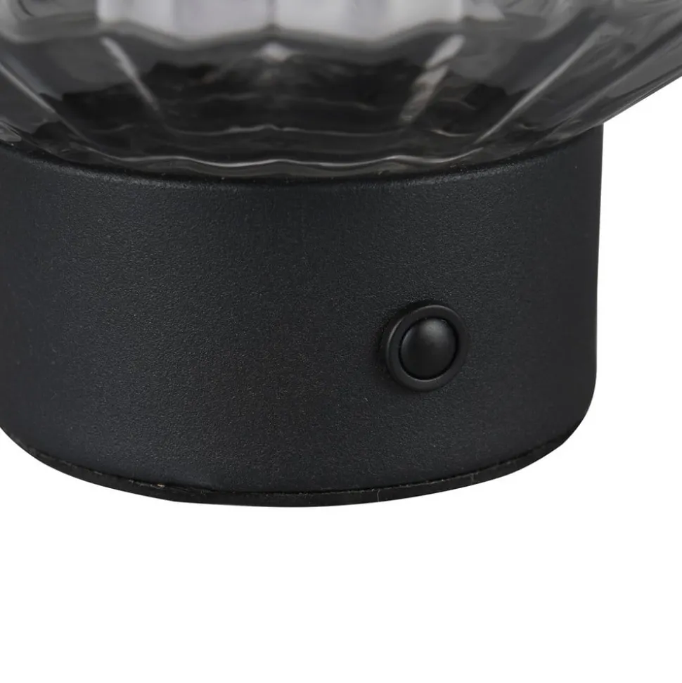 Lord LED tafellamp, zwart/rook, hoogte 19,5 cm, glas