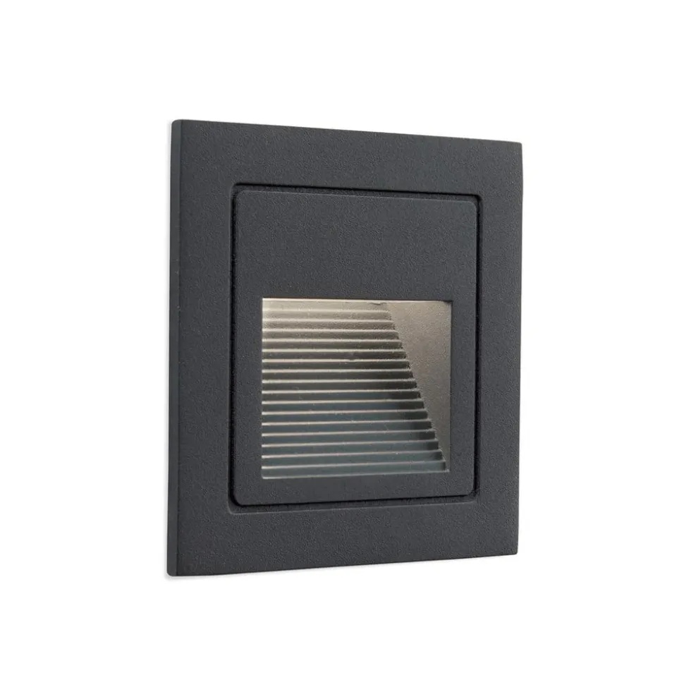 Loro LED wand inbouwlamp, antraciet, breedte 8,5 cm, aluminium