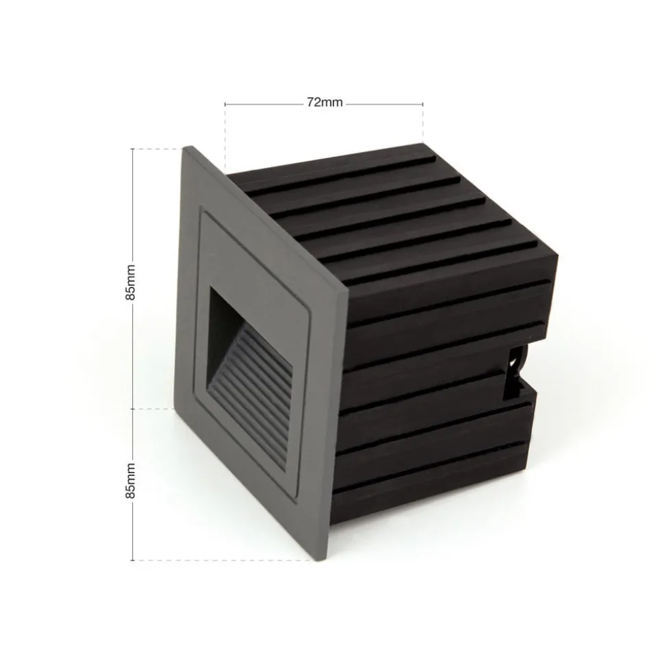 Loro LED wand inbouwlamp, antraciet, breedte 8,5 cm, aluminium