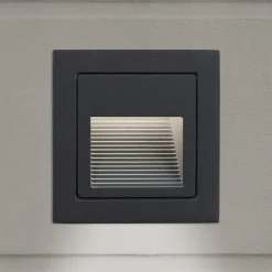 Loro LED wand inbouwlamp, antraciet, breedte 8,5 cm, aluminium