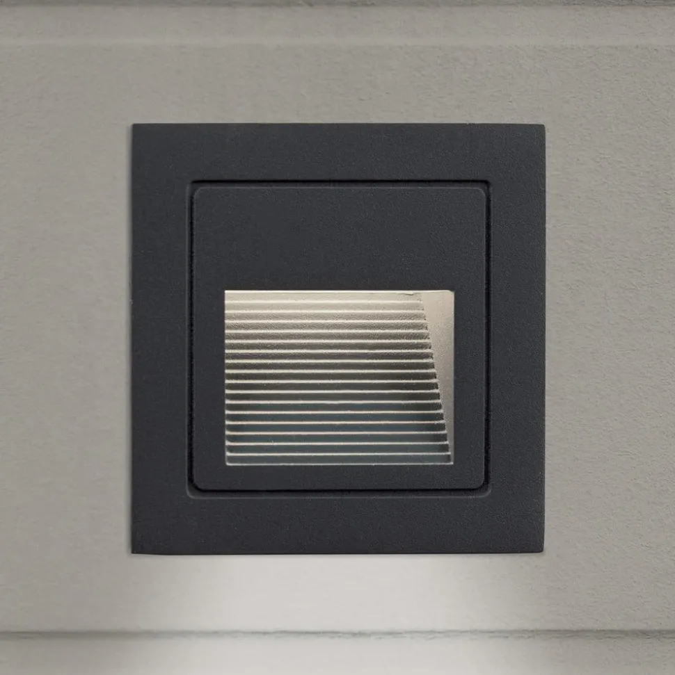 Loro LED wand inbouwlamp, antraciet, breedte 8,5 cm, aluminium