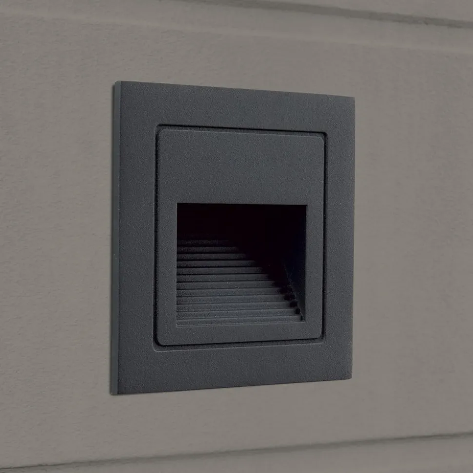 Loro LED wand inbouwlamp, antraciet, breedte 8,5 cm, aluminium