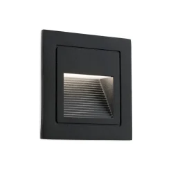 Loro LED wand inbouwlamp, zwart, breedte 8,5 cm, aluminium