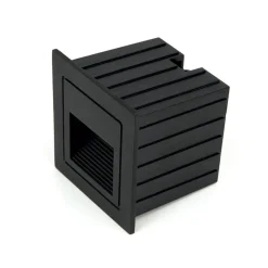 Loro LED wand inbouwlamp, zwart, breedte 8,5 cm, aluminium