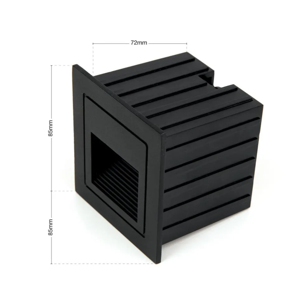 Loro LED wand inbouwlamp, zwart, breedte 8,5 cm, aluminium