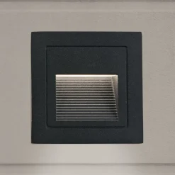 Loro LED wand inbouwlamp, zwart, breedte 8,5 cm, aluminium