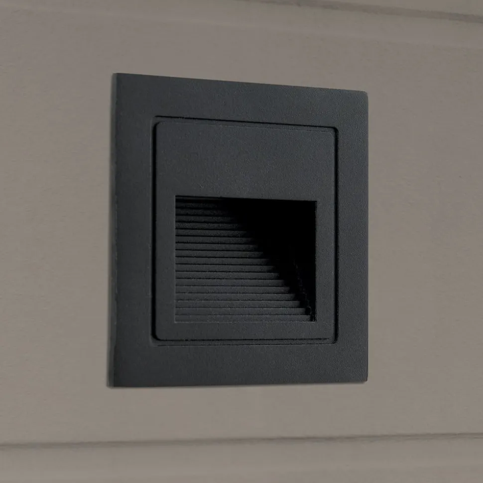 Loro LED wand inbouwlamp, zwart, breedte 8,5 cm, aluminium