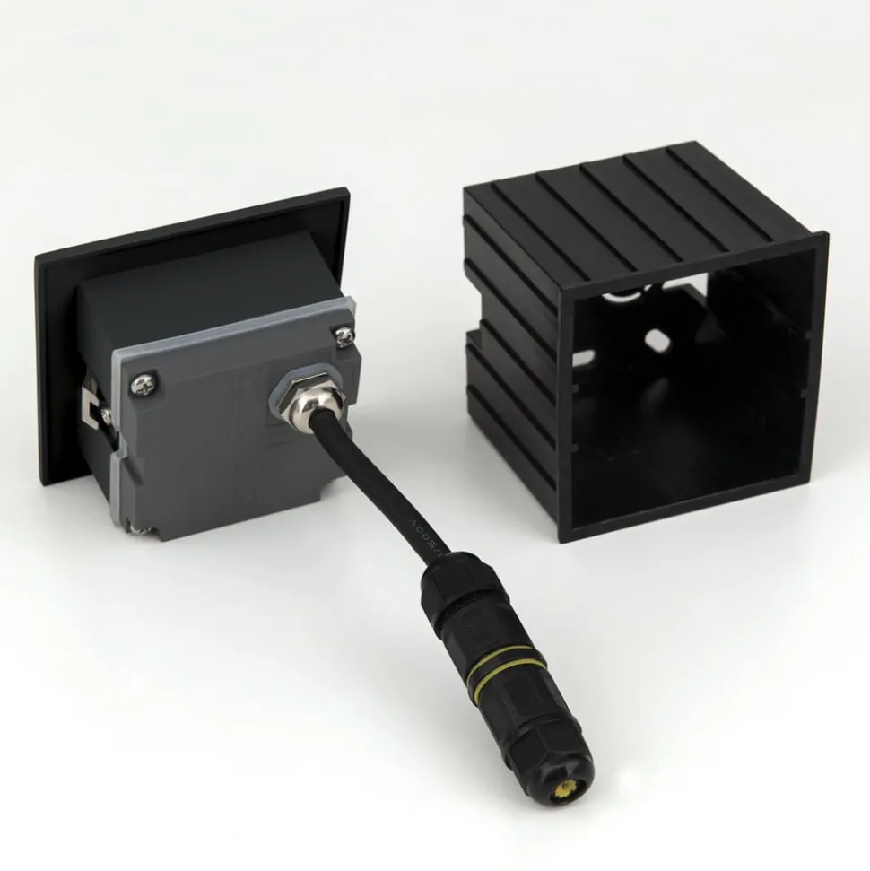 Loro LED wand inbouwlamp, zwart, breedte 8,5 cm, aluminium