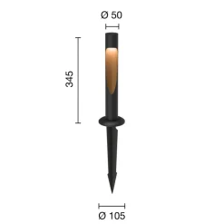 Louis Poulsen Flindt sokkellamp, 827, zwart, 24V-aardaansluiting