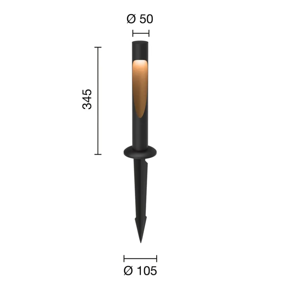 Louis Poulsen Flindt sokkellamp, 827, zwart, 24V-aardaansluiting