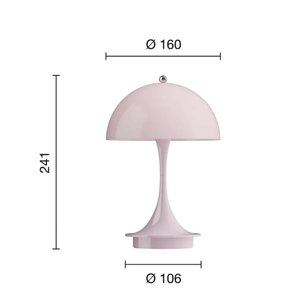 Louis Poulsen Panthella Portable 160 V3, opaal lichtroze