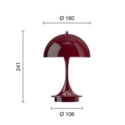 Louis Poulsen Panthella Portable 160 V3, ondoorzichtig bordeauxrood