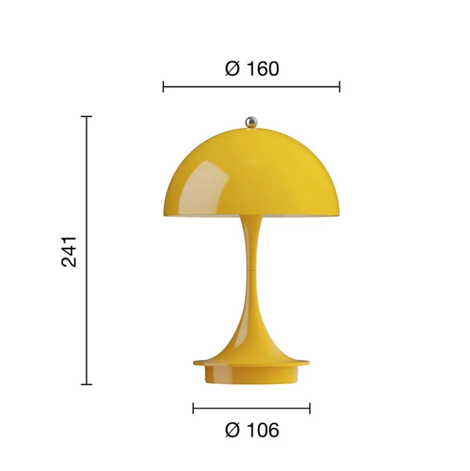 Louis Poulsen Panthella Portable 160 V3, ondoorzichtig geel