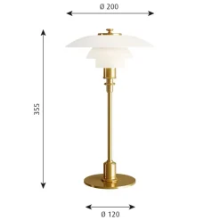 Louis Poulsen PH 2/1 tafellamp messing wit