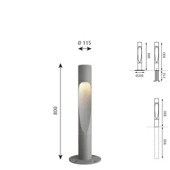 Louis Poulsen tuinpadverlichting, 3.000K Ra80 aluminium 80cm dimbaar onderstel