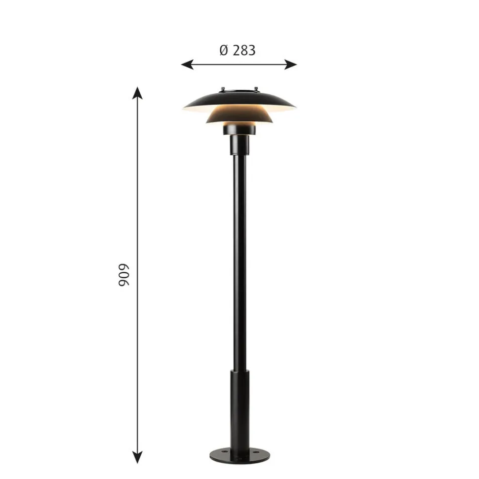 Louis Poulsen tuinpadverlichting 3-2 1/2, zwart, 91 cm roestvrij staal