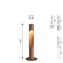 Louis Poulsen tuinpadverlichting 830 roest 80 cm dimbaar voetstuk aarding