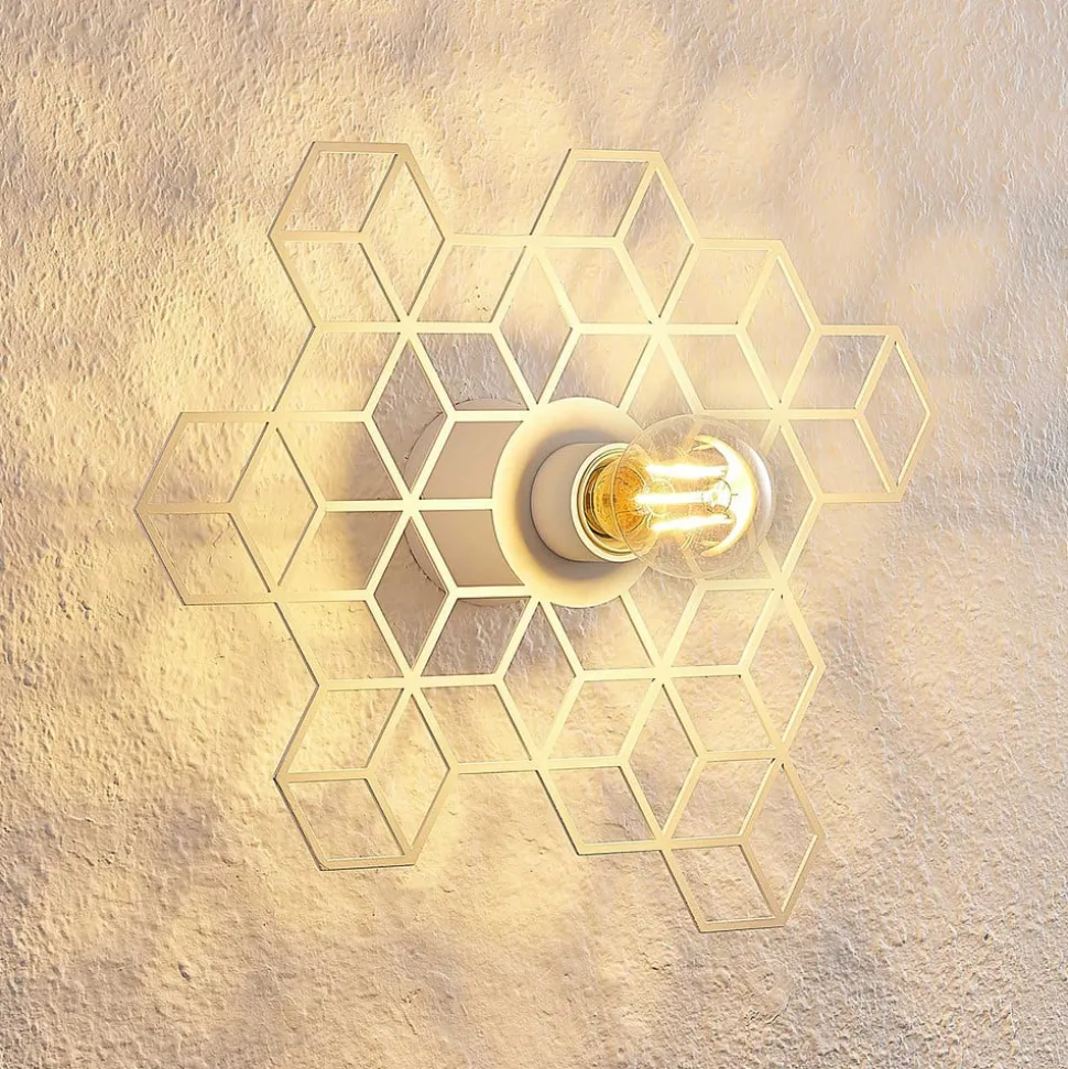 Lucande Alexaru wandlamp, honingraat, wit