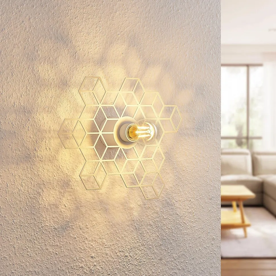 Lucande Alexaru wandlamp, honingraat, wit