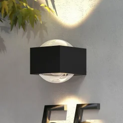 Lucande Almos LED buitenwandlamp, hoekig 2-lamps