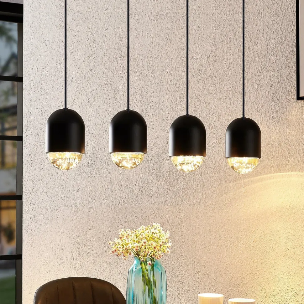 Lucande Amielle hanglamp, 4-lamps, zwart