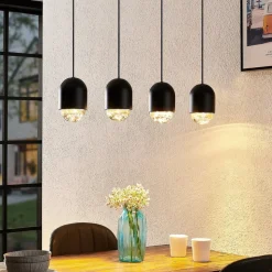 Lucande Amielle hanglamp, 4-lamps, zwart