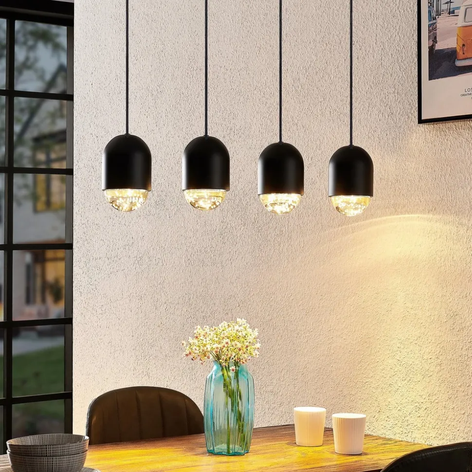 Lucande Amielle hanglamp, 4-lamps, zwart