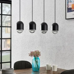 Lucande Amielle hanglamp, 4-lamps, zwart