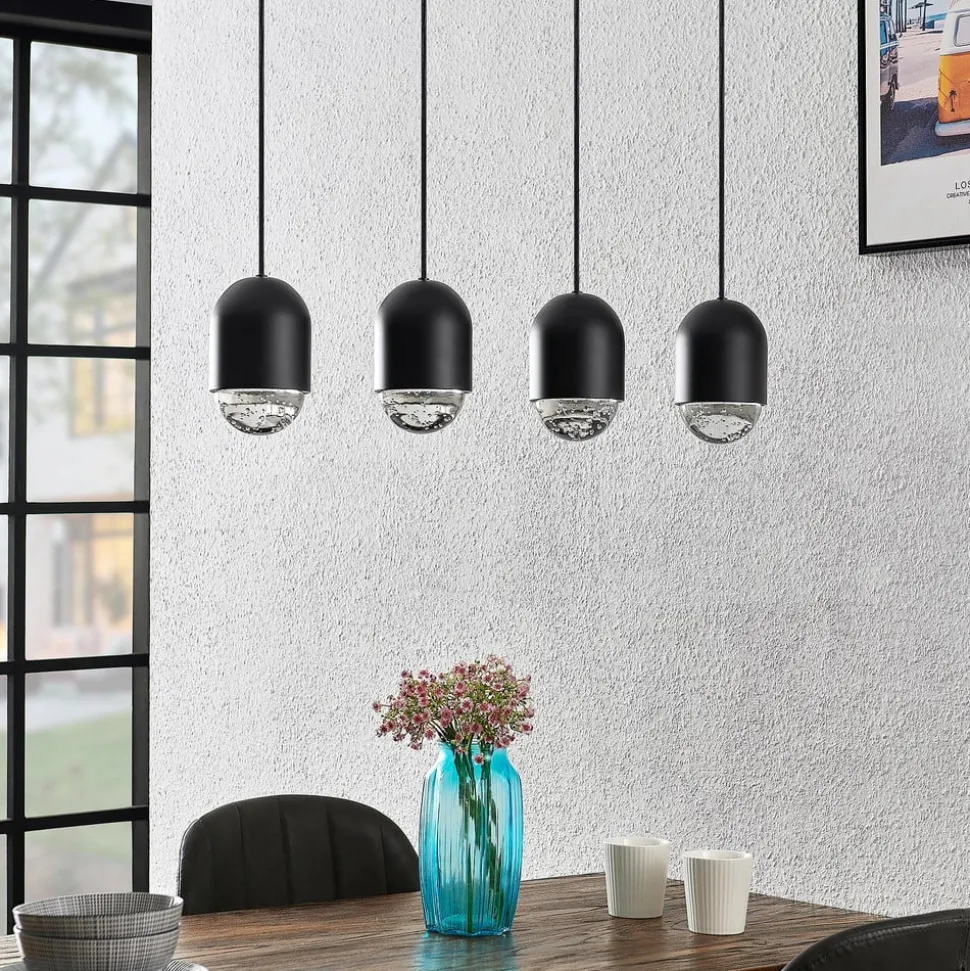 Lucande Amielle hanglamp, 4-lamps, zwart