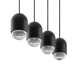Lucande Amielle hanglamp, 4-lamps, zwart