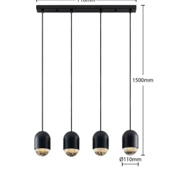Lucande Amielle hanglamp, 4-lamps, zwart