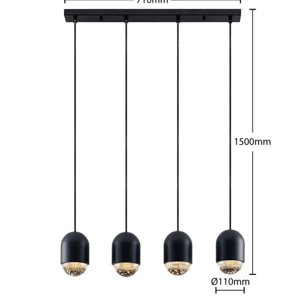Lucande Amielle hanglamp, 4-lamps, zwart