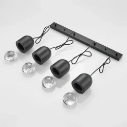 Lucande Amielle hanglamp, 4-lamps, zwart