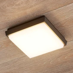 Lucande Amra LED buiten plafondlamp, hoekig 17,5cm