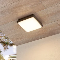 Lucande Amra LED buiten plafondlamp, hoekig 17,5cm