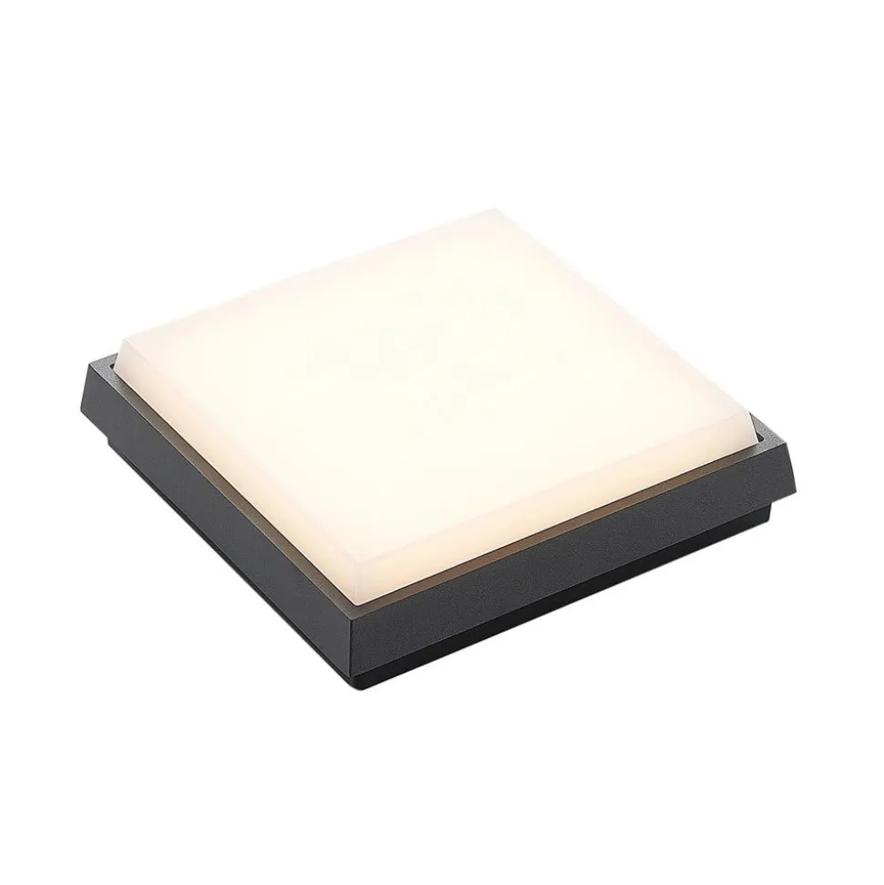Lucande Amra LED buiten plafondlamp, hoekig 17,5cm