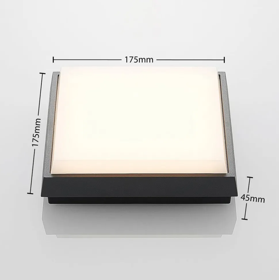 Lucande Amra LED buiten plafondlamp, hoekig 17,5cm