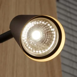 Lucande Angelina klemlamp, zwart/goud, metaal, 47cm