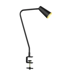 Lucande Angelina klemlamp, zwart/goud, metaal, 47cm