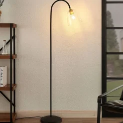 Lucande Anjita vloerlamp, glazen kap