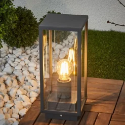 Lucande Annalea sokkellamp, 35 cm, antraciet, IP54