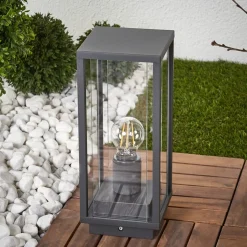 Lucande Annalea sokkellamp, 35 cm, antraciet, IP54