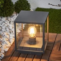 Lucande Annalea sokkellamp, 55 cm, antraciet, IP54