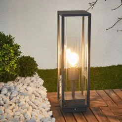 Lucande Annalea sokkellamp, 50 cm, antraciet, IP54